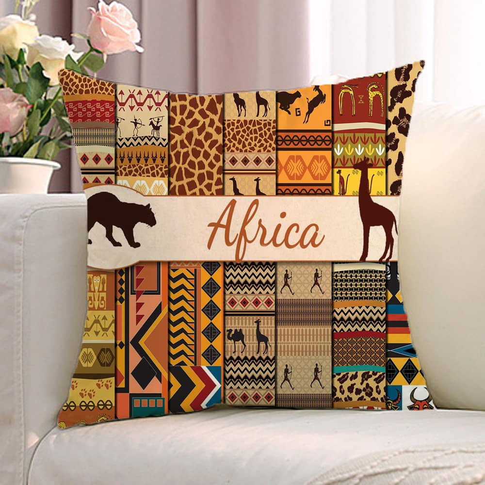 1 Stuk Afrikaans Stamdier Kussenhoes, Etnische Giraffe Luipaardprint Sierkussenhoes Voor Huisbank Slaapkamer Decor Peach skin 18*18(CM)-1Pcs