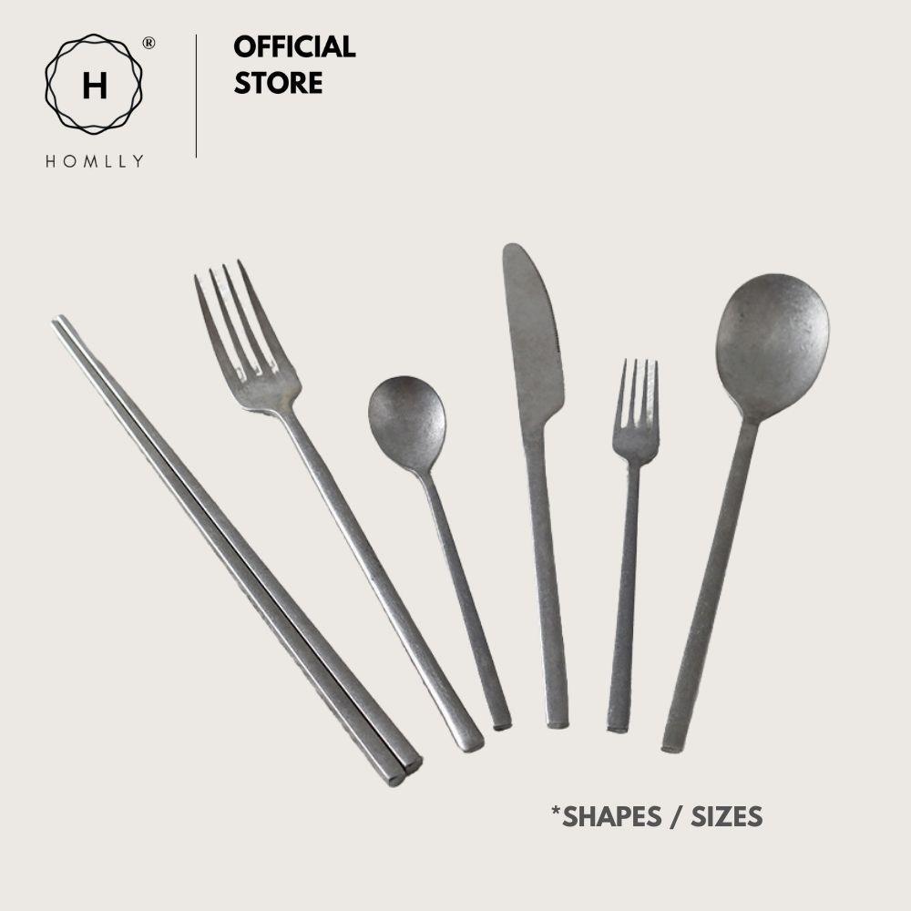 Homlly Tonii Flake Texture 304 Stainless Steel Spoon Fork Knife Cutlery Set (X4PCS)