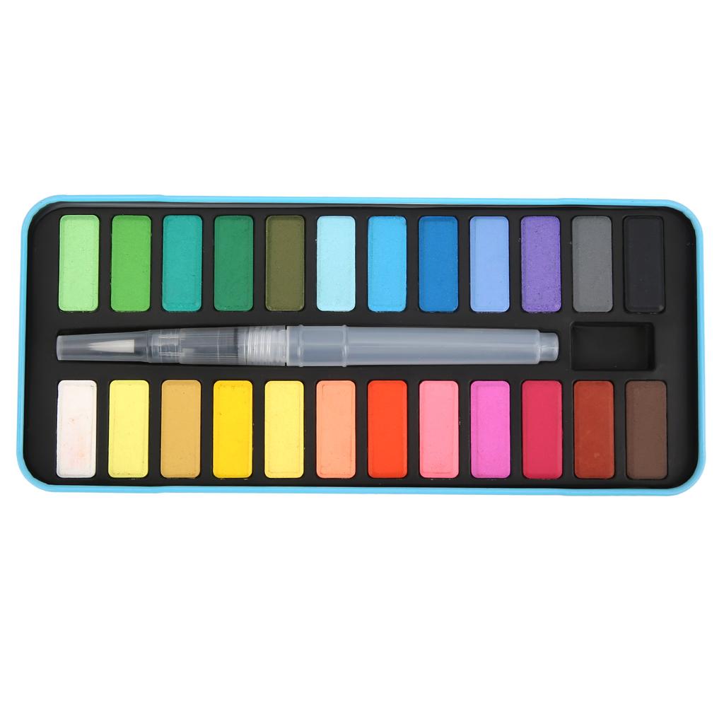Solid Pigment DIY 24 Different Colors Art Paints with 1 Paint Brush for Students Watercolor Graffiti Painting
