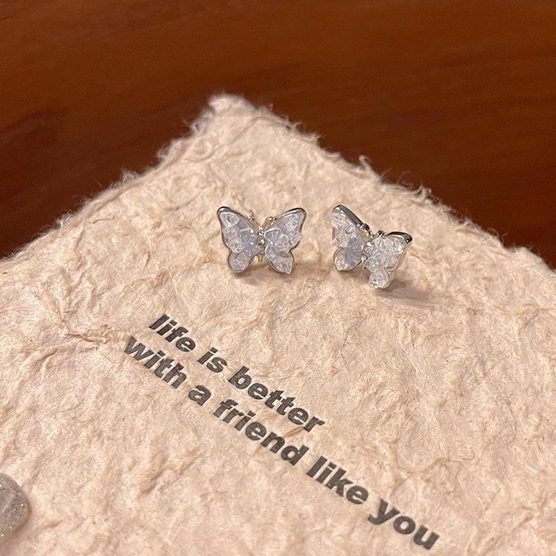 Blue Gradient Crystal Butterfly Earrings in S925 Silver
