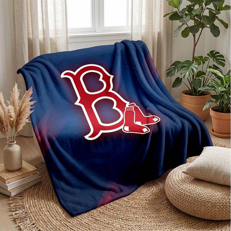 Boston Red Sox Flannel Fleece Blanket Cozy Warm Throw Blanket For Couch Bed Travel All Season Use