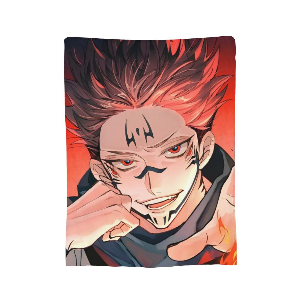 Ryomen Sukuna Velvet Throw Blanket Jujutsu Kaisen Anime Blanket for Sofa Travel Lightweight Bedspread,