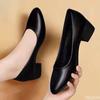 Low Heel Flight Attendant Work Shoes Black Leather Shoes Ladies Comfort Soft Soled High Heels Fashion Casual Women's Pumps Mujer