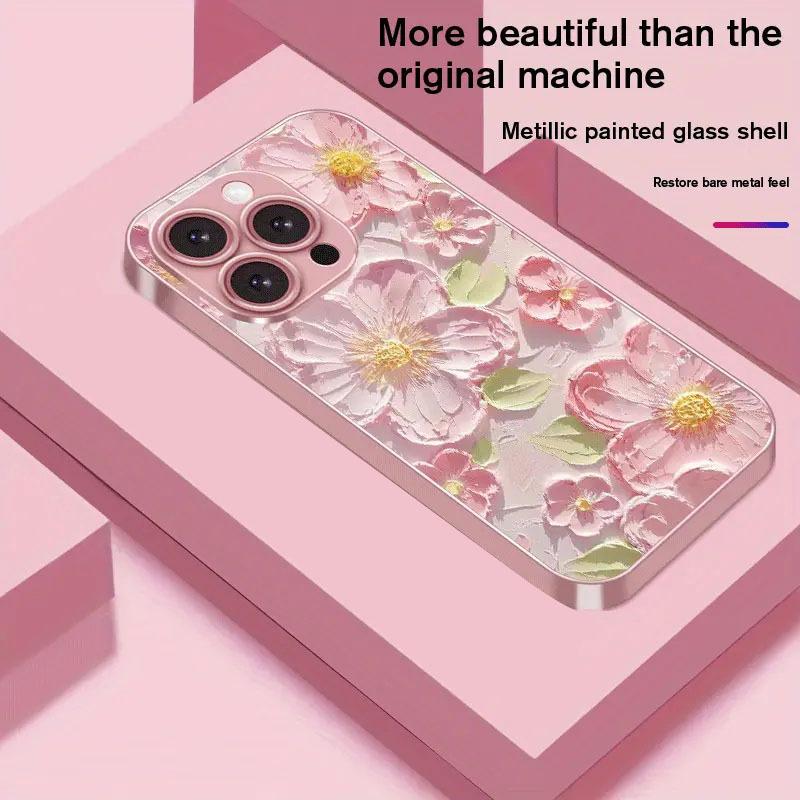 Oil Painting Flower Mobile Phone Case for Apple 15 Mobile Phone Case iPhone17 Pink Protective Case AIR Muse Temperament