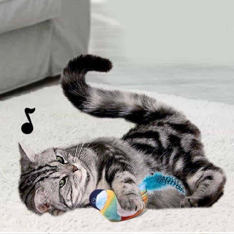 Feathered Cats Toy with Realistic Bird Sound Enrichment Catmint Toy for Indoor Boredom Cats Stress Reduce Exercise Toy