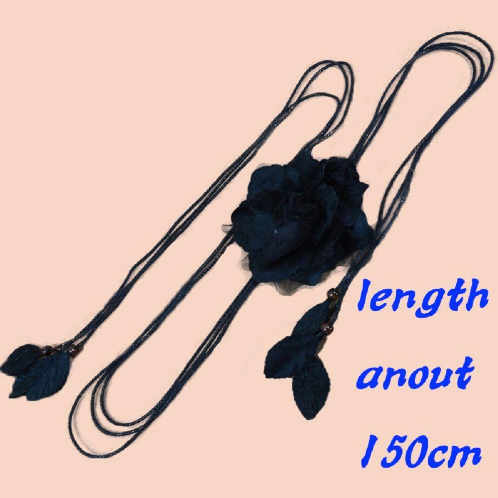 Fashion Girls Big Flower Chiffon Dress Decorated Tassle Waist Rope Waistband Waist Chain Belts
