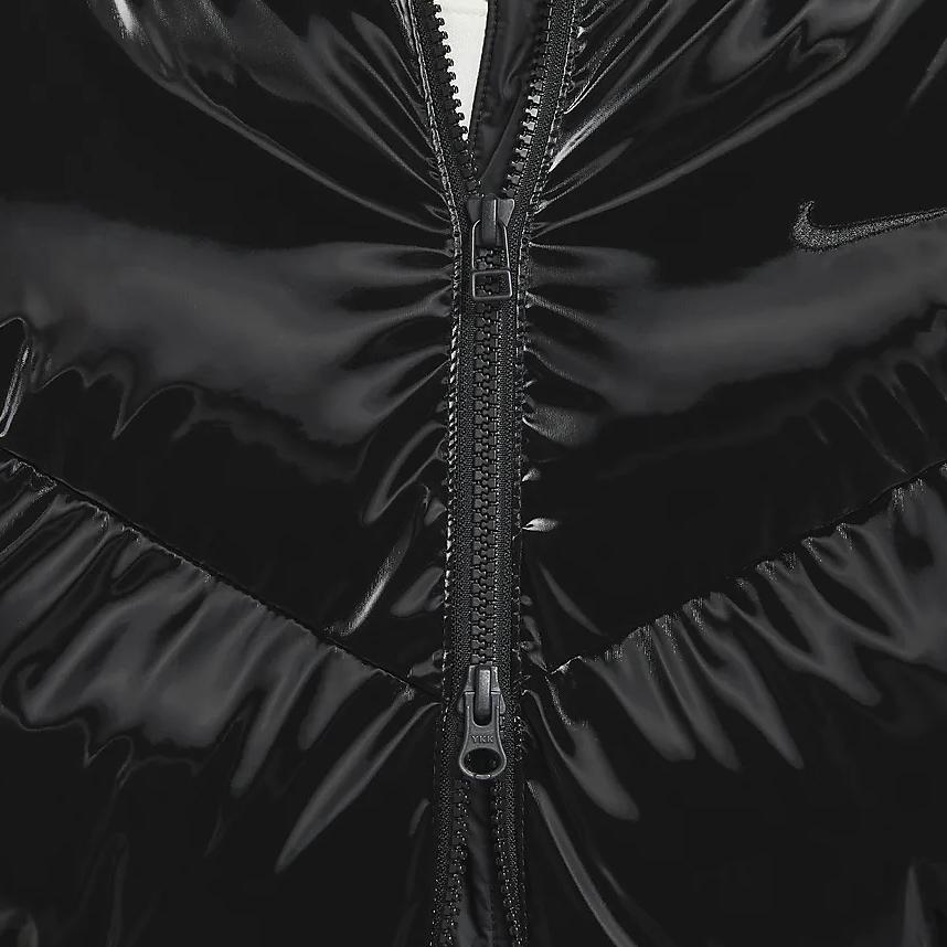 Nike Sportswear Therma-FIT Loose Hooded Shiny Warm Zip-Up Cotton Jacket Women Jackets Black FV7828-010