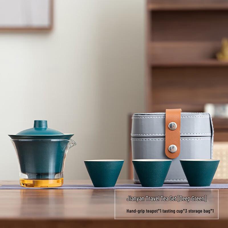 YIXI Portable Black Pottery Travel Tea Set