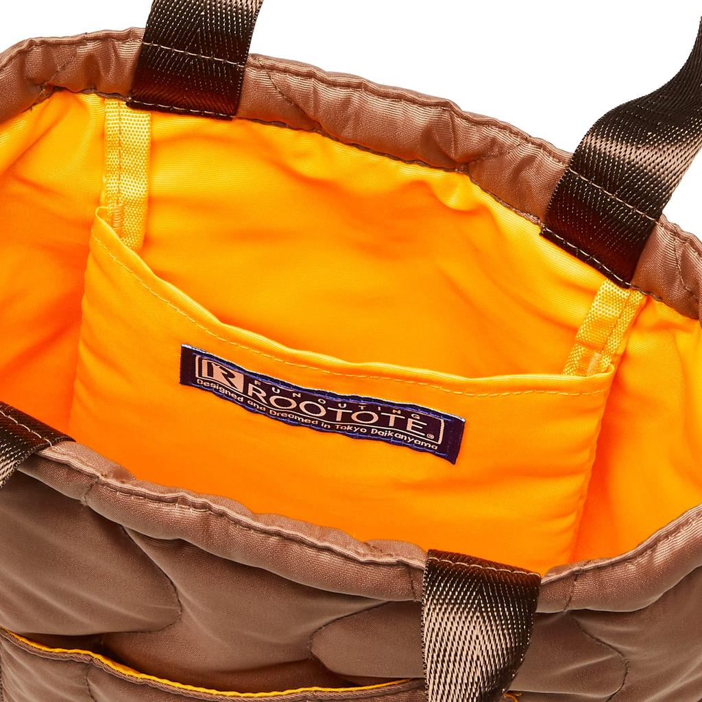 ROOTOTE x Nishikawa Upcycled Featherloo Mini Tote Bag, FE.Babyloo.Quilt A 6881, Brown