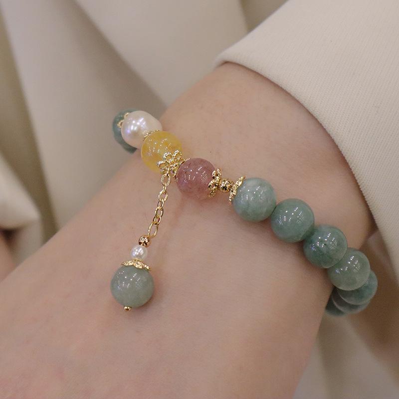 Jade Crystal Bracelet Hand Jewelry Pearl Strawberry Crystal Bangles Women Fashion Jewelry Accessories Gift