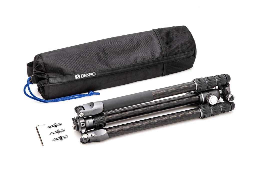 BENRO Rhino Carbon Fiber Travel Tripod with Pan Head, Lightweight and Foldable (FRHN24C + VX25 2-Type, 4-Section)