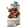 Resin Animal Statue Highland Cow Bathroom Figurine, Scottish Calf Bathing Statue, Funny Unique Home Decor Farmhouse Ornament for Office Tiered