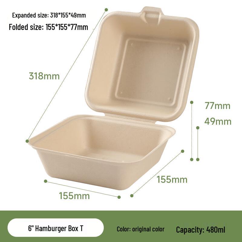 COFLYEE Biodegradable Disposable Hamburger & Takeaway Boxes