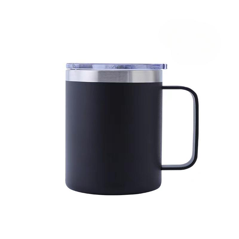 12oz Stainless Steel Coffee Mug Double Thermos Gift Mug Plastic-sprayed Handle Mug