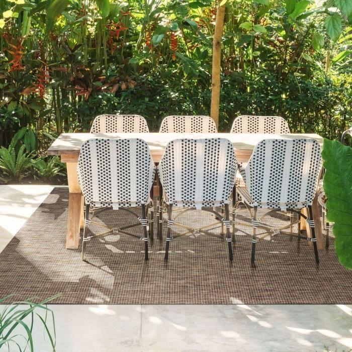 NAROSKI - Tapis effet pailleté et scintillant pour intérieur et extérieur - 160 x 230 cm - Marron