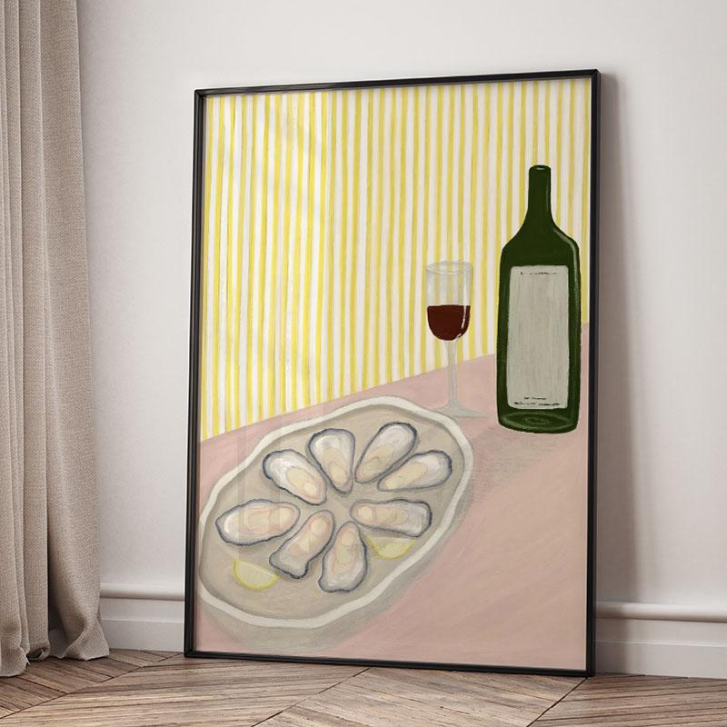 Abstract Poster Girl Flower Lemon Wine Wall Art Canvas Painting Posters and Prints Pictures for Living Room Bedroom Home Decor