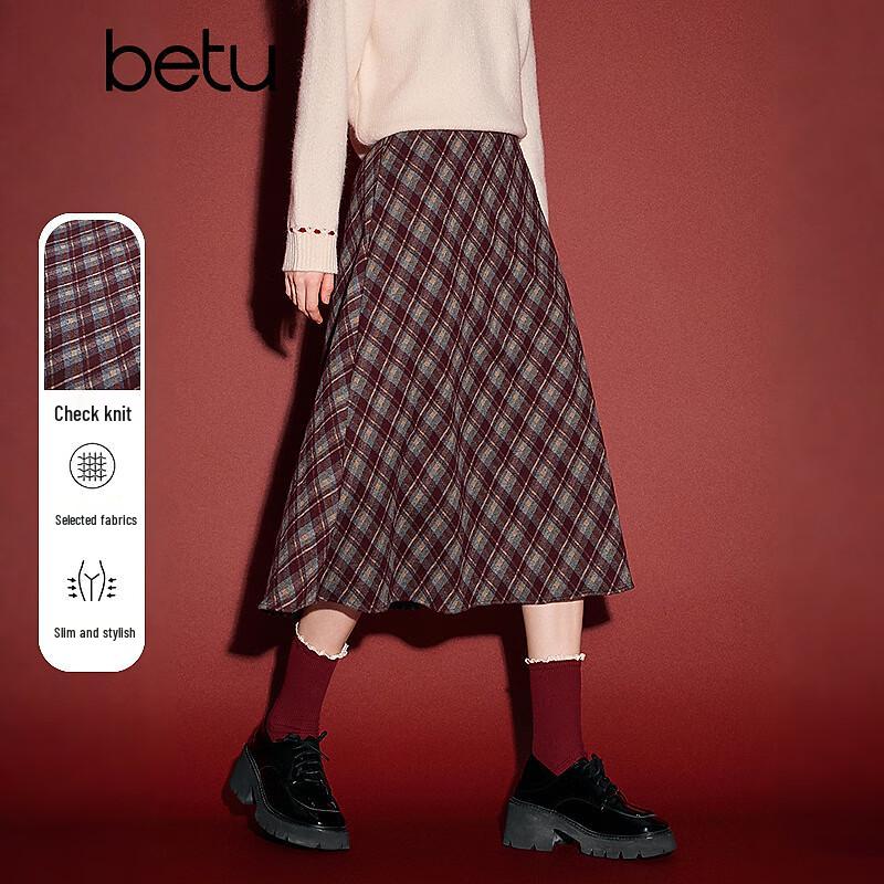 

Betu Women s 2025 Winter Plaid Knit Midi Skirt M