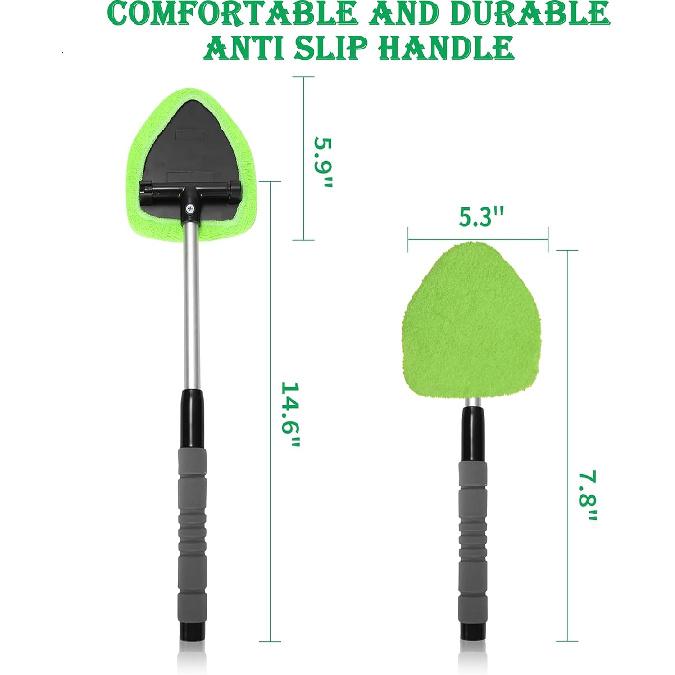 Windshield Window Cleaner Tool, Windshield Cleaner Car Windshield Cleaning Tool With Reusable Microfiber Pads Glass Wiper Kit With Extendable Handle