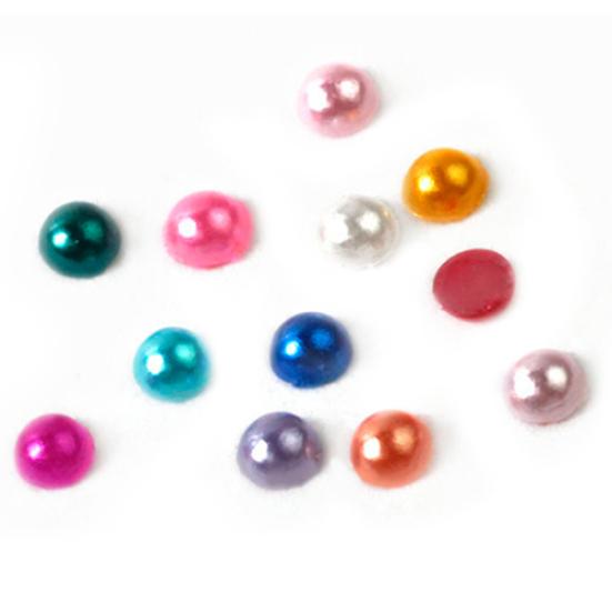 500Pcs Multi-color 3D Flat Back Half Round Faux Pearls DIY Nail Art Decorations