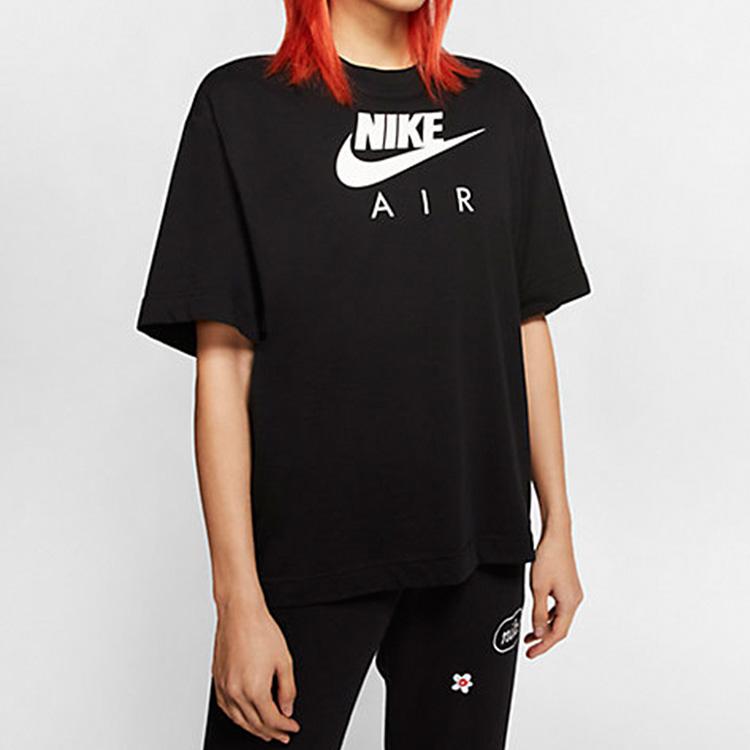 Nike Air Alphabet Logo Print Sports Short Sleeve T-Shirt Women Tops Black CJ3106-010