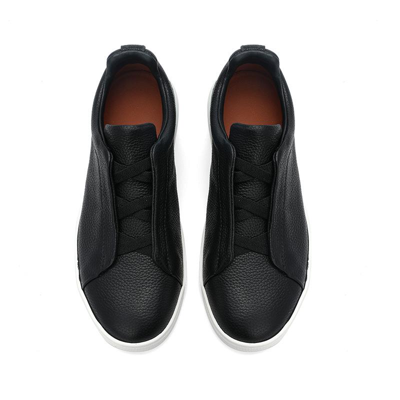 European Fashion Genuine Leather Slip-On Sneakers: High-End White Casual Shoes