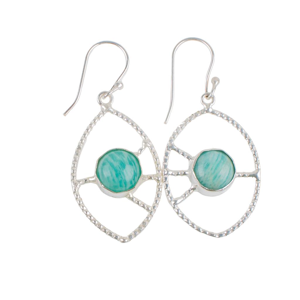 Natural Amazonite Gemstone 925 Sterling Silver Jewelry Handmade Earrings 2.00" EE-52-22