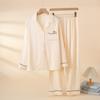 1011 new women's homewear comfortable and breathable solid color simple long-sleeved trousers women's suit