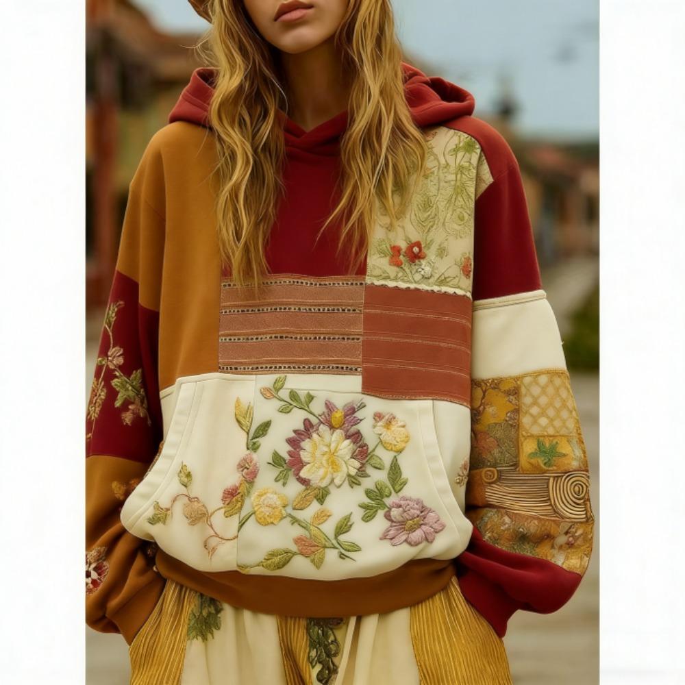 Frühling Herbst Bohème Stil Floral 3D Druck Hoodie Damen Lässig Europäisch Amerikanisch Hoodie Streetwear Sweatshirt Damen Kleidung Oberteil