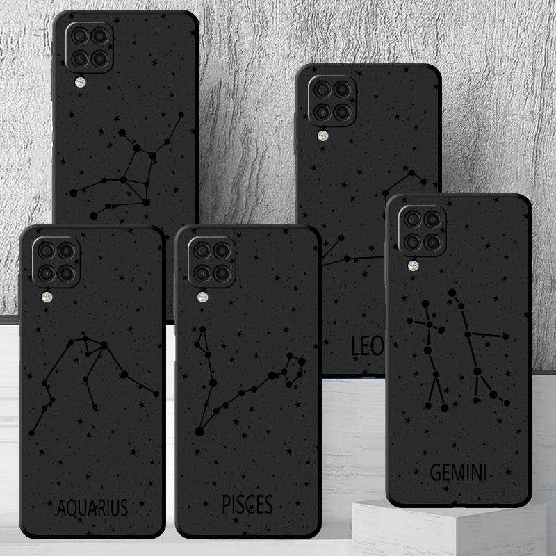 Custodia Dodici Costellazioni Per Samsung Galaxy A52 A12 A32 A51 A21s A71 A13 A53 A22 A31 A72 A03 A02s A41 Guscio Nero per Telefono