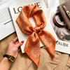 Commuter elegant flower silk scarf women's contrasting color retro printing satin scarf shirt with multi-purpose decorative small scarf