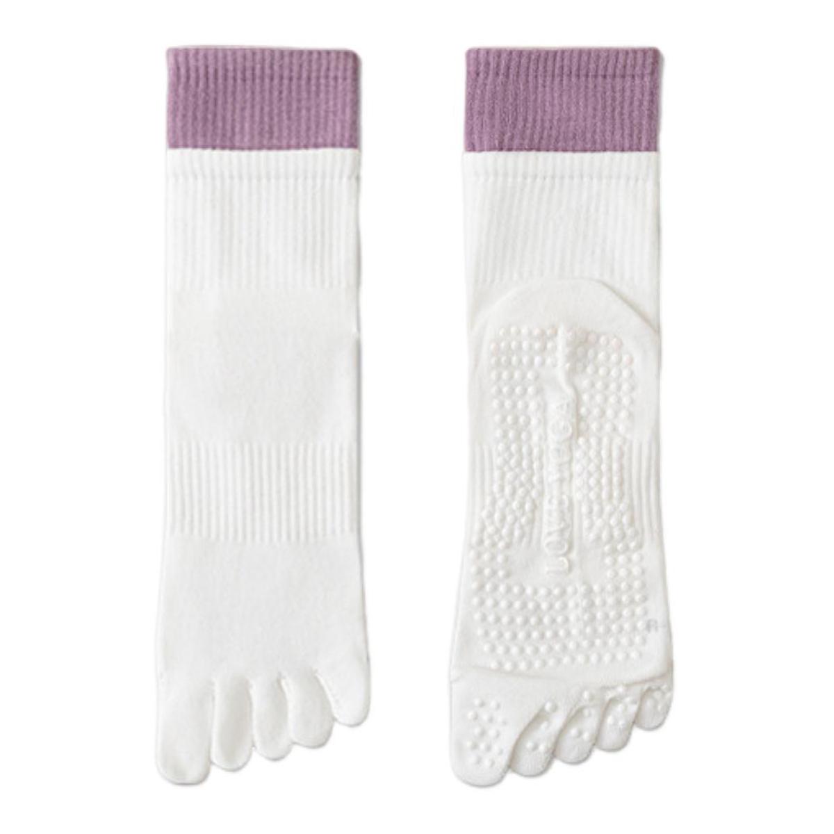 

1 пара носков для йоги с нескользящей накладкой, дышащие, влагоотводящие, для балета, танцев, фитнеса, пилатеса, спорта, спортзала, носки до середины икры