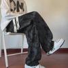 Pantaloni da tuta casual da uomo con design a inchiostro tie-dye - Stile hip-hop, vestibilità dritta ampia