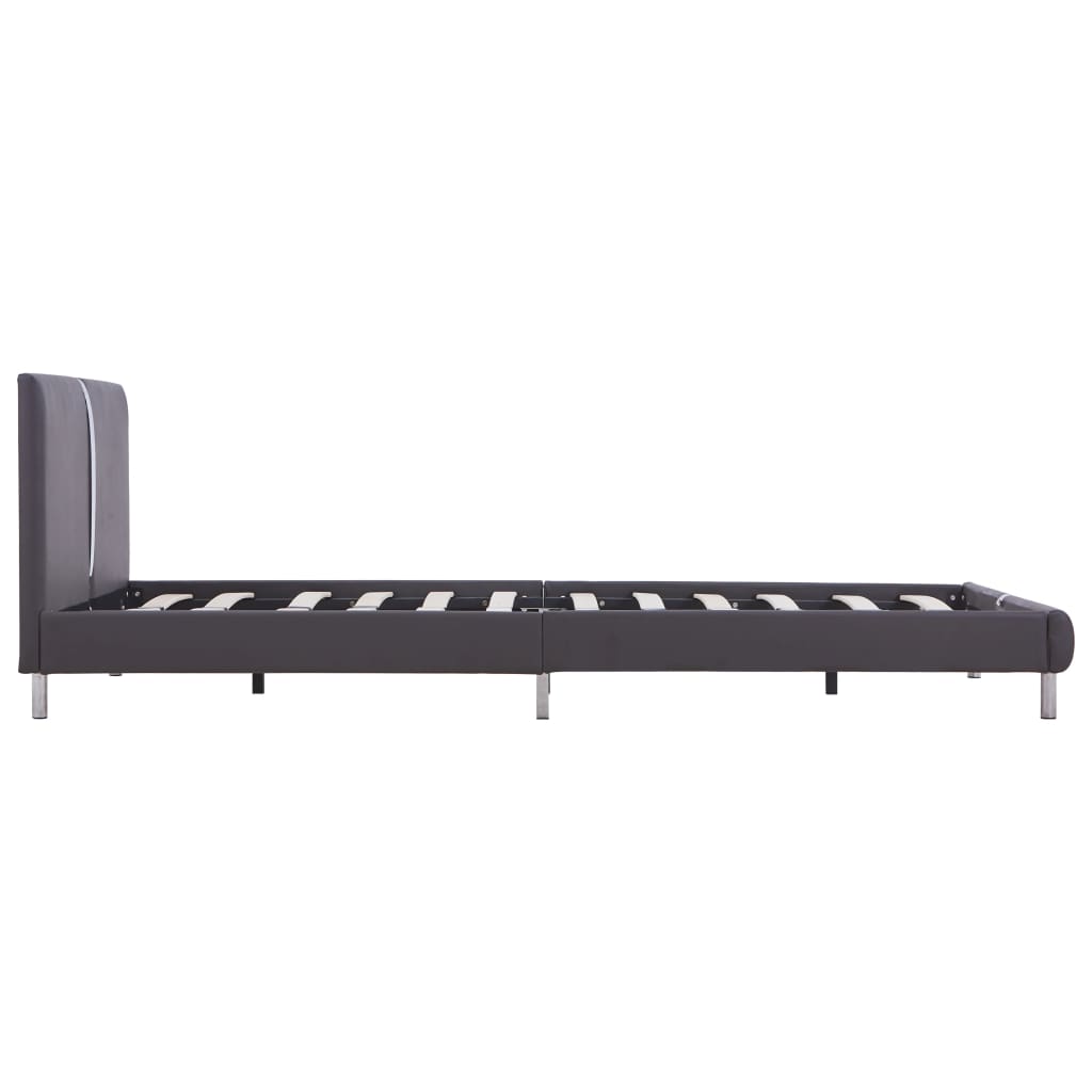 Bed Frame Gray Faux Leather 140 x 200 cm