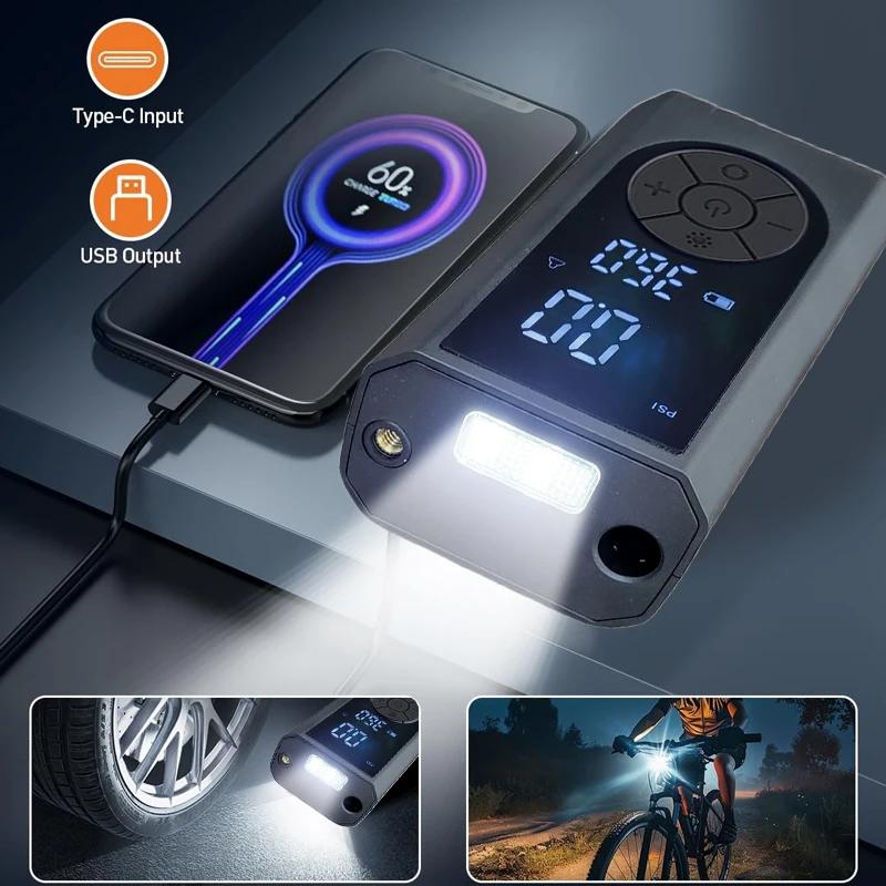 Kablosuz Araba Hava Pompası Taşınabilir Hava Kompresörü Araba Motosiklet Bisiklet için LCD Dijital Ekranlı Elektrikli Lastik Şişirici