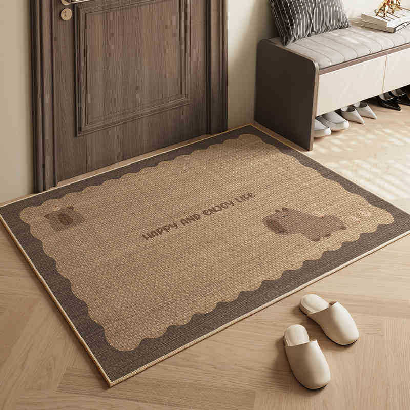 Linen Entry Mat Light Luxury Woven Carpet Wabi-Sabi Entry Mat Japanese Door Non-slip Entry Mat