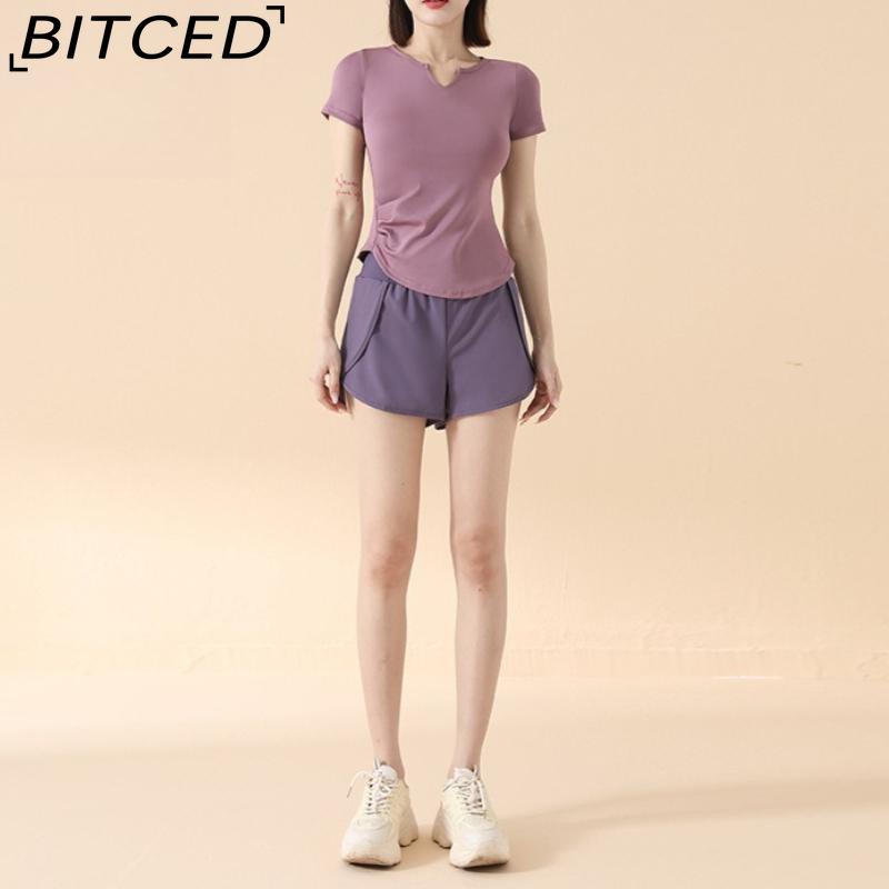

BITCED Spring/Summer Sports Running Short-Sleeved Quick-Dry Yoga Wear Training Tights - Flattering, Versatile Fitness Set XXL світло-фіолетового кольору/темно-фіолетовий колір
