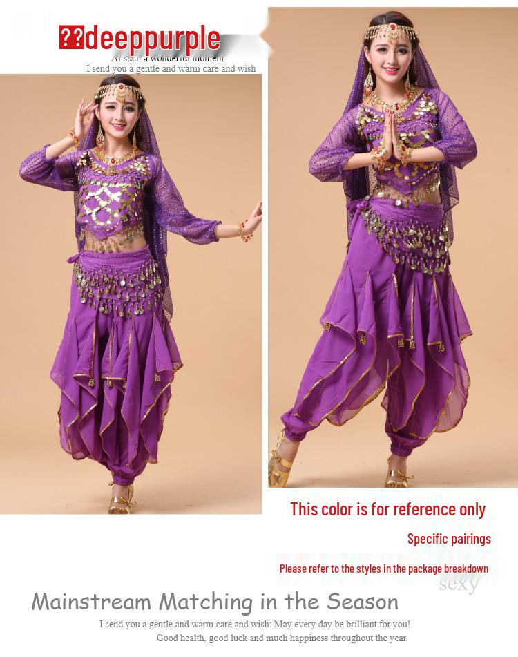 Costume da Danza Indiana per Bambini: Costume per Esibizione di Danza del Ventre e Minoranze dello Xinjiang per Bambina