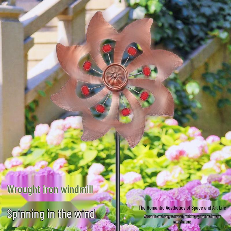 Outdoor Metal Windmill Ornament for Garden and Courtyard Decor