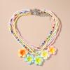 5pcs/set Cute Colorful Bohemia Flower Necklace Pendant for Women Handmade Beaded Necklace Girls Party Birthday Jewelry Gifts