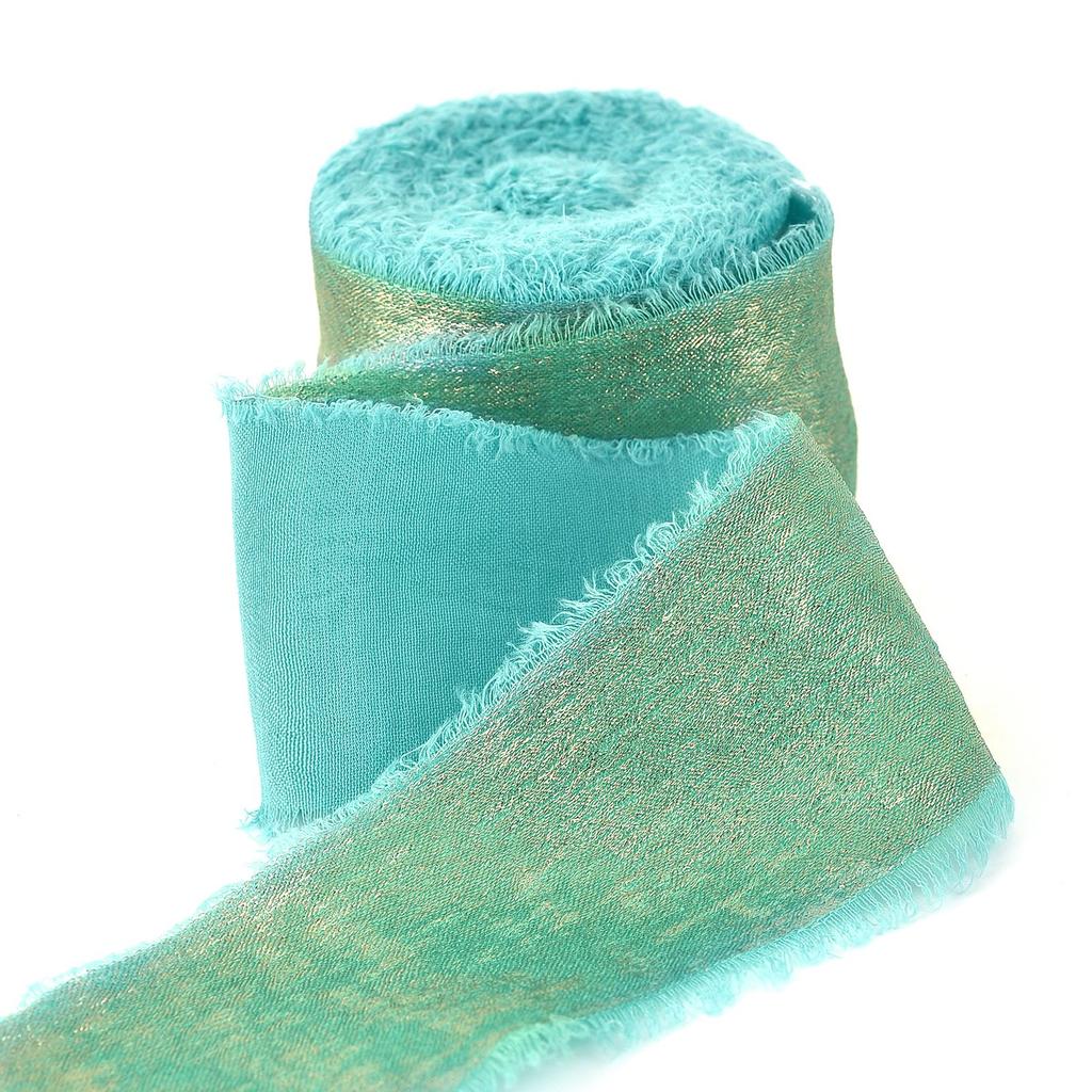 4cm Glitter Imitation Silk Chiffon With Hand Torn Raw Edge Bouquet Gift Packaging Ribbon DIY Wedding Home Hotel Party Decoration
