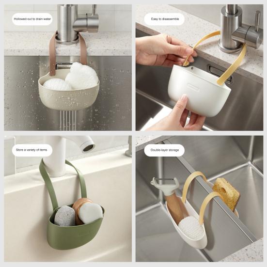 Kitchen Sink Holder Hanging Drain Basket Large Capacity Easy to Install Multipurpose Soap Sponge Holder Kitchen Accessories