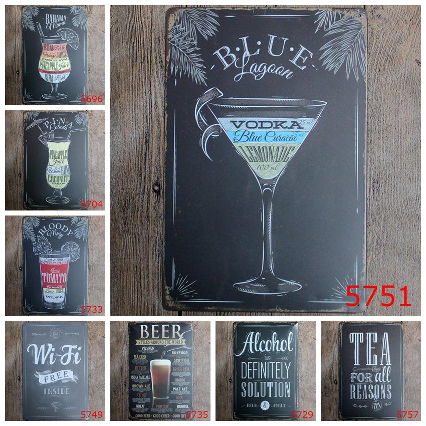 Vintage Cocktail WiFi Tin Sign for Bar, Bedroom, KTV, and Restaurant Décor