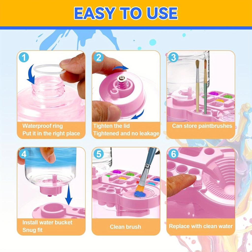 Paint Brush Cleaner Tool with Tray,Upgraded 4-in-1 Painting Supplies with ,Brush HolderandBrush Holder with