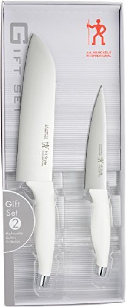 Henckels HI Style White Santoku and Petty Knife Made In Stainless Dishwasher Made In Seki Gifu Prefecture Japanese Henckels Set, Japan, Steel, White,
