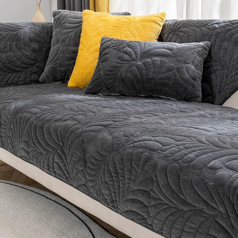 Crystal Plush Sofa Cushion, Simple and Modern Solid Color Thickened Seat Cushion, Warm and Non-slip Winter Sofa Cover