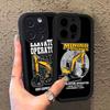 Étui de téléphone mécanique Excavatrice Silicone Souple Pour iPhone 17 16 15 14 Plus 13 12 Mini 11 Housse Noire