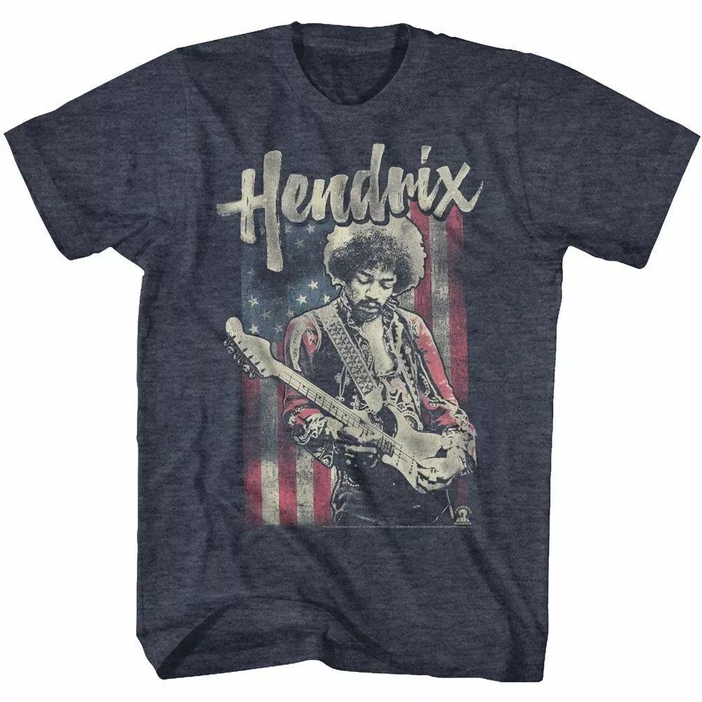Jimi Hendrix Flag Navy Heather Adult T Shirt COTTON Size S-4XL UR686 L