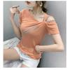 Irregular T-shirt Short-sleeved Sequined Splicing Diamond Top Casual Versatile Pullover