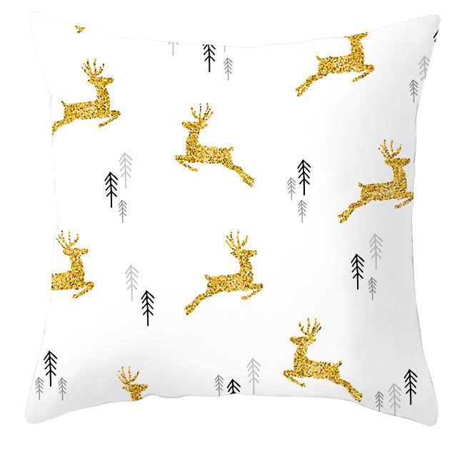 New Christmas Golden Snowflake Peach Leather Velvet Pillowcase Home Sofa Pillow Cushion Cover