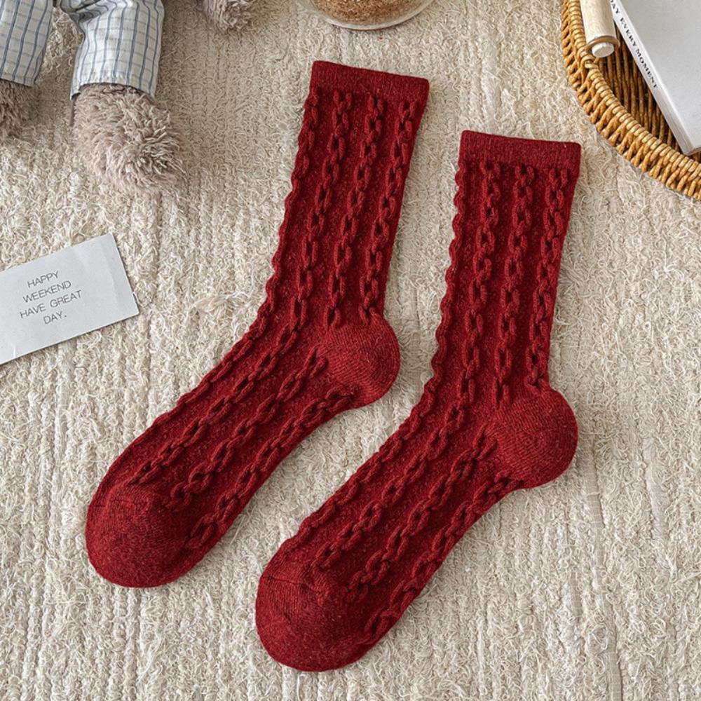 Sweet New Year Christmas Socks Wool Female Hosiery Gift Red Socks  Christmas